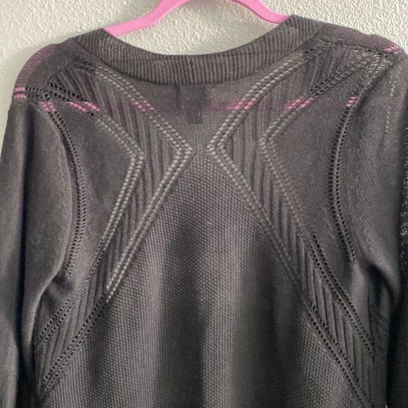 Black lightweight 3/4 sleeve open cardigan- Size MP - Picture 6 of 7